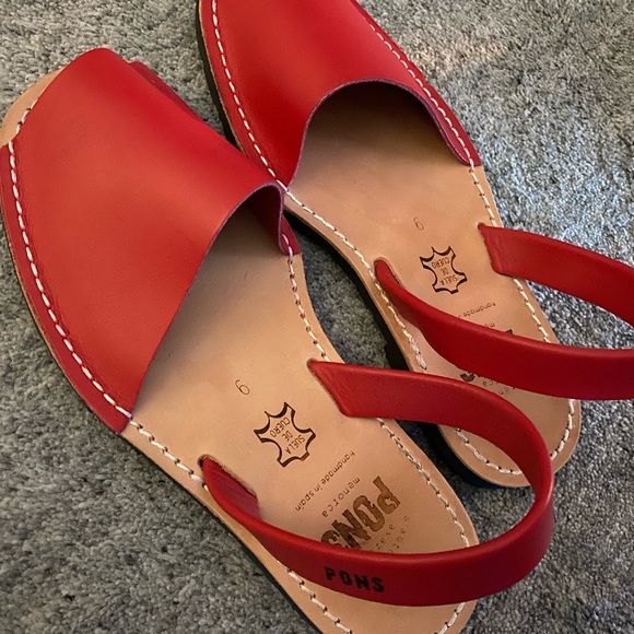 SOLD! Pons Red Sandals! Worn once!SOLD! - Picture 4 of 4